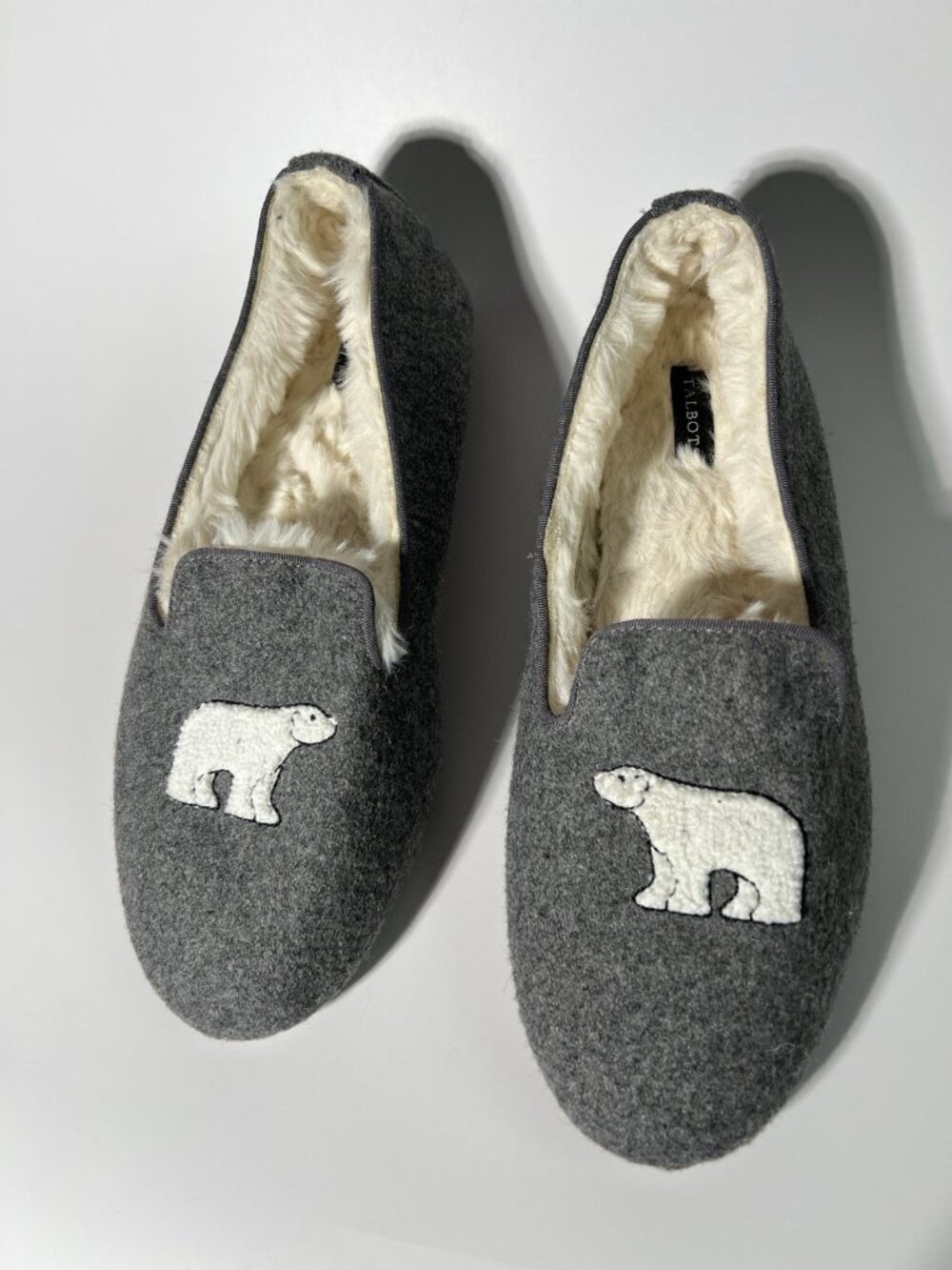 Talbots Fireside Polar Bear Slippers Gray Women’s Size 8M - Picture 11 of 14
